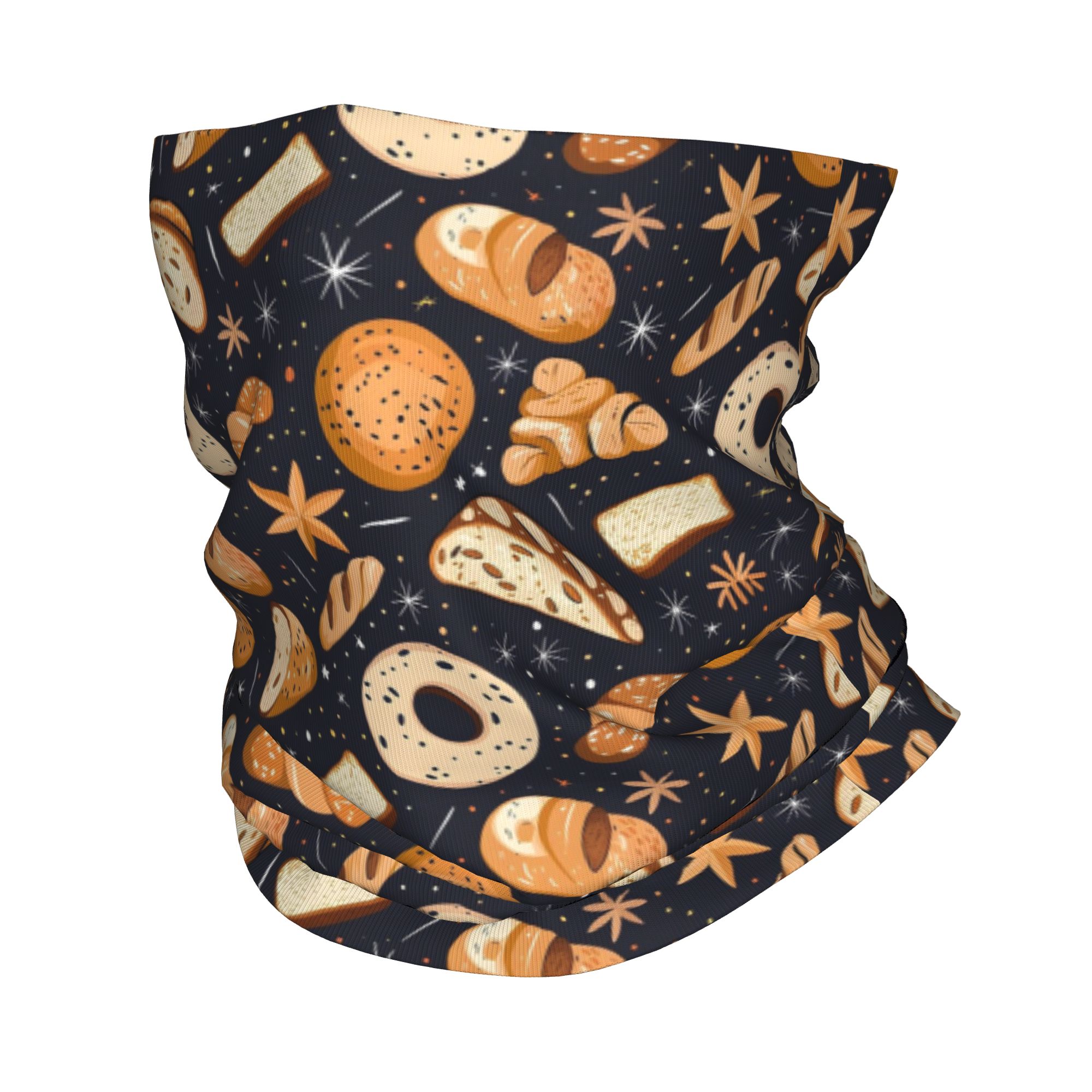 Face Scarf Mask - Sourdough Bread Seamless Pattern Bandana Neck