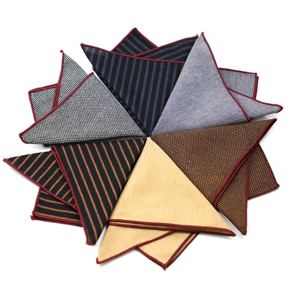 Solid Striped Brown Pocket Squ - огляд і ціна Handkerchief Cotton Men