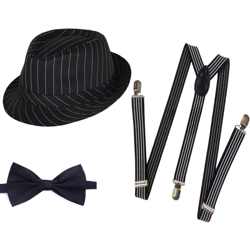 1920s Mens Costume Fedora Hat  - огляд і ціна Bow Tie Pre Tied