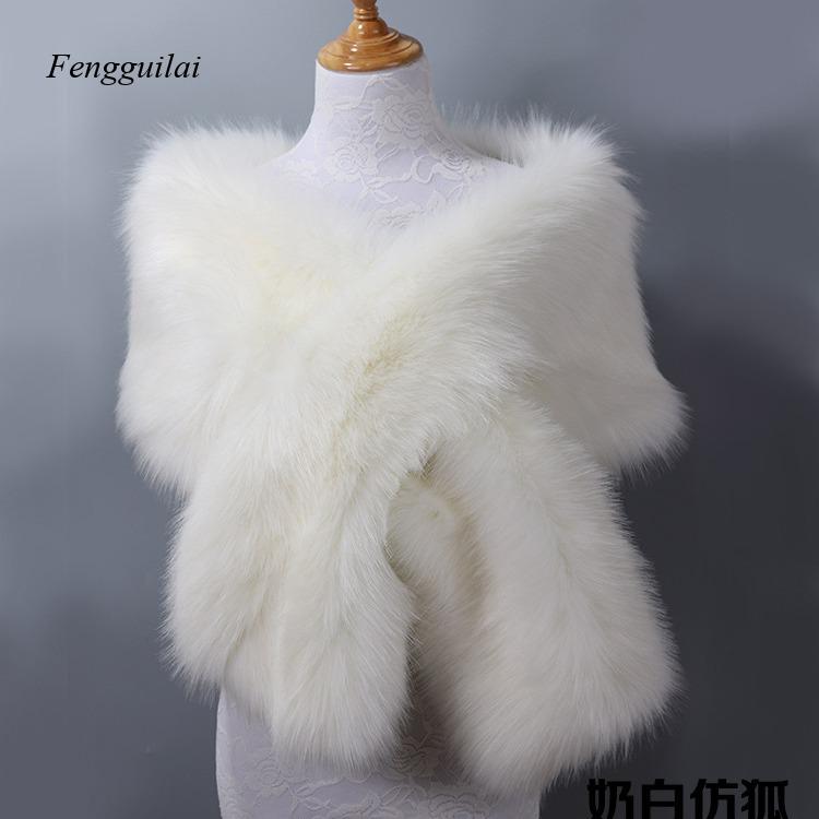 Women's White Faux Fur Shawl B - огляд і ціна Stole Wedding Shawl