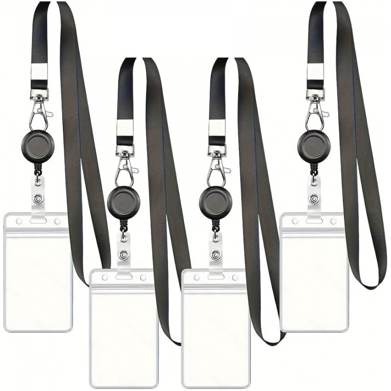 4PCS Lanyard Black Retractable - огляд і ціна Lanyard Badge Holder