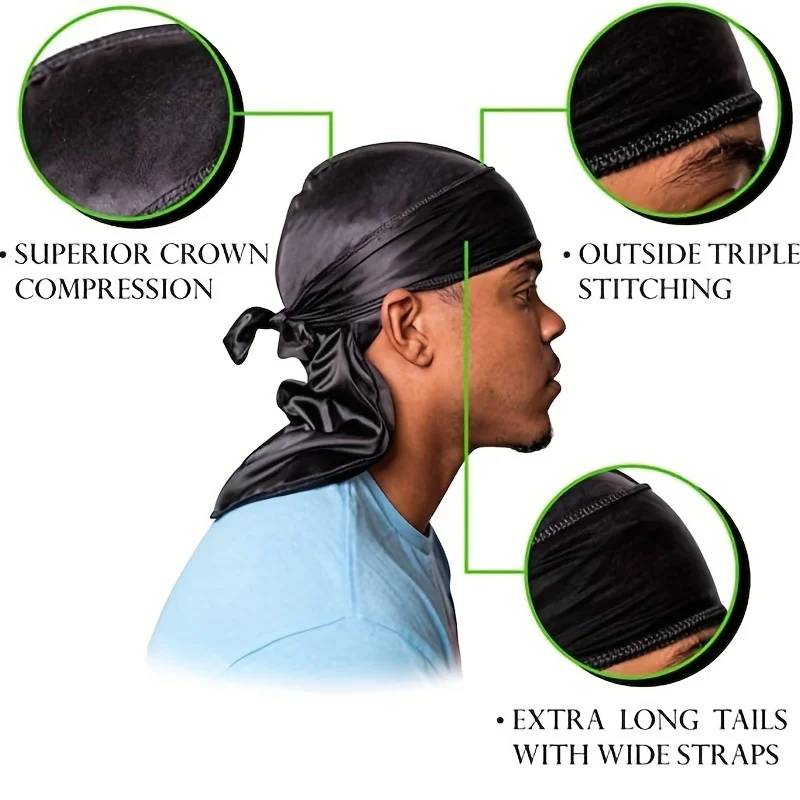 Men's Silk Durag Bonnet Bandan - огляд і ціна Bandana Doo Rag