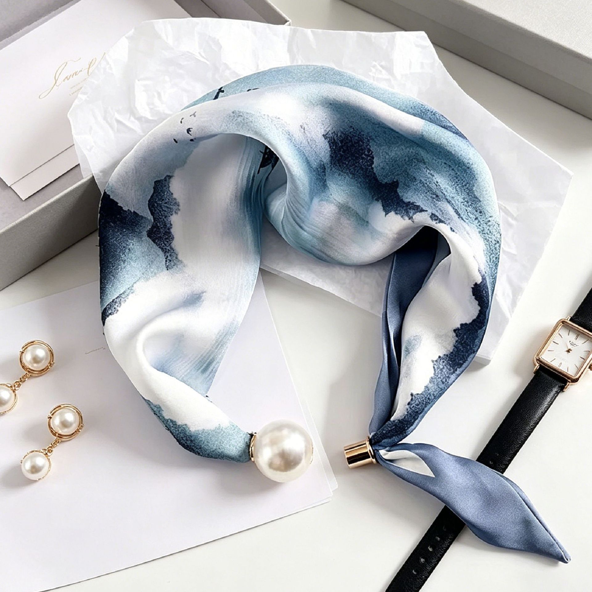 Elegant Chic Pearl Stripe Scar - огляд і ціна Ascot Neck Scarf