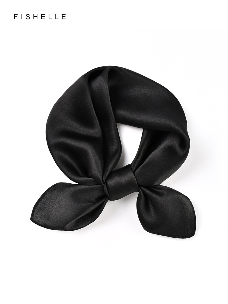 Solid color black pure silk sc - огляд і ціна Silk Neck Scarf