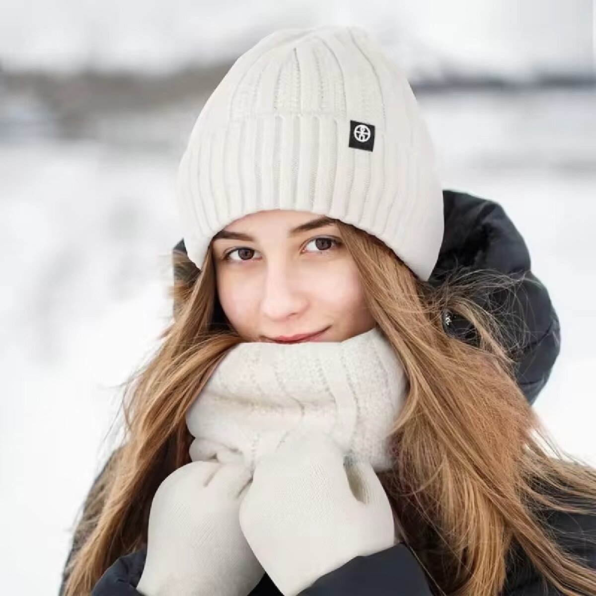 3pcs Winter Beanie Hat Gloves  - огляд і ціна Muffler Men Wool