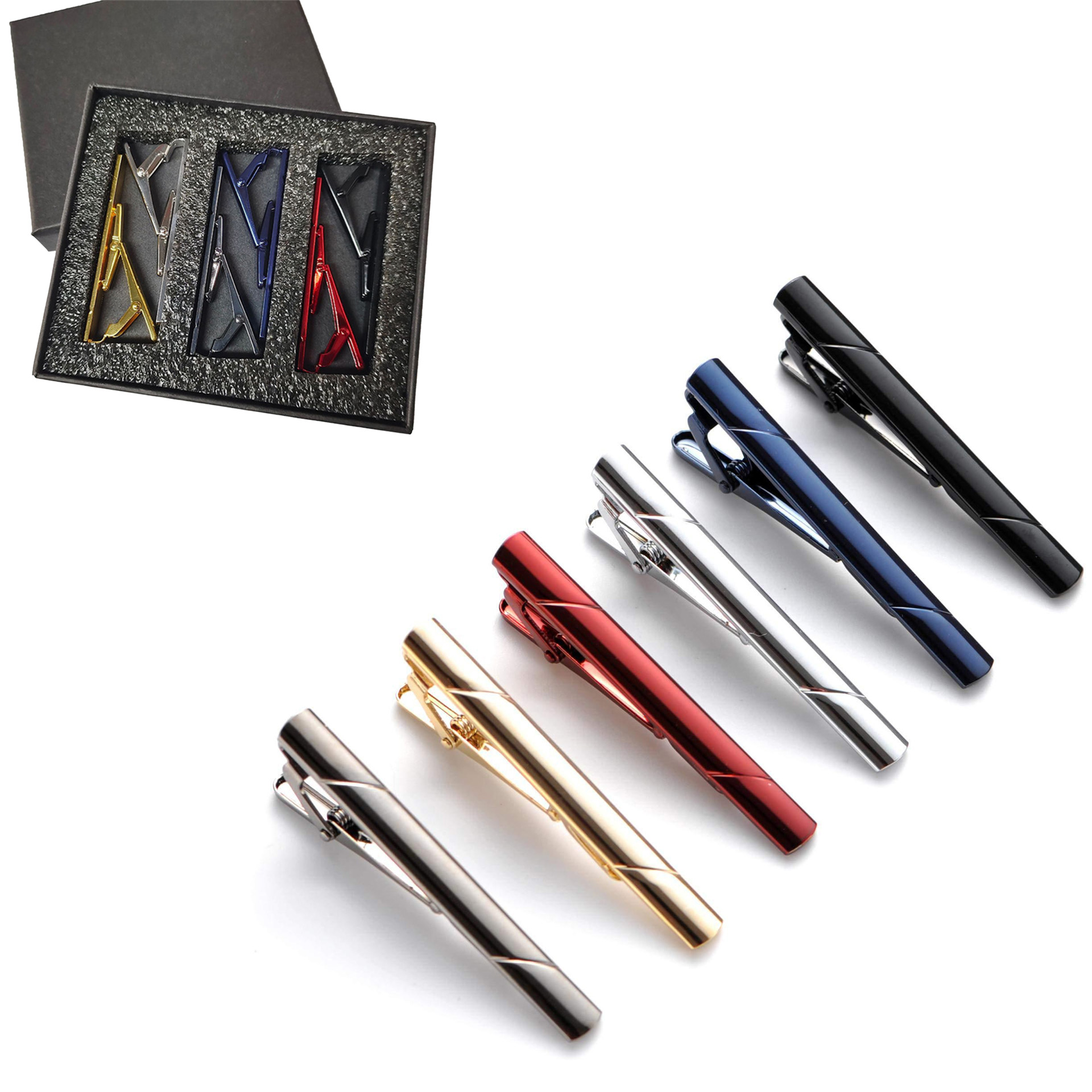Metal Necktie Tie Clips 1/4/6  - огляд і ціна Tie Bar Set Gift
