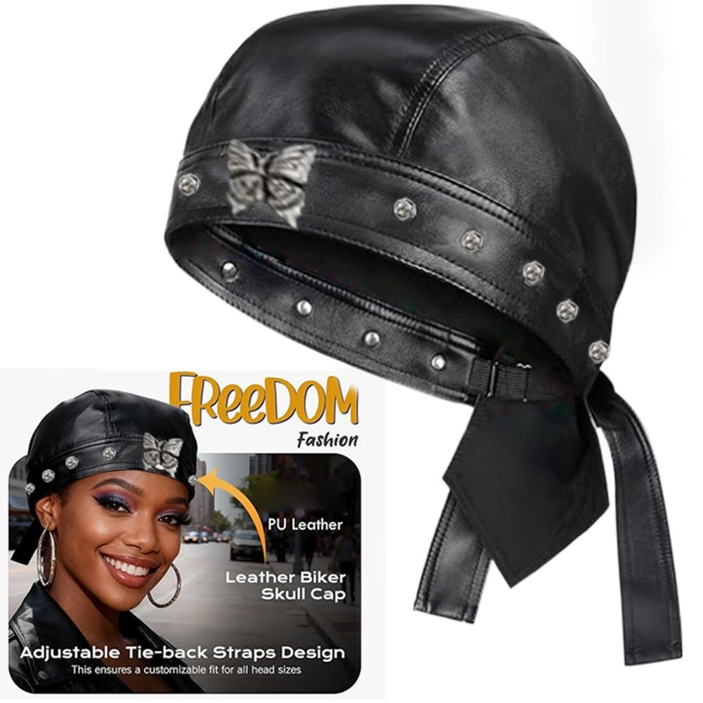 New PU Leather Black Biker Cap - огляд і ціна Bandana Doo Rag